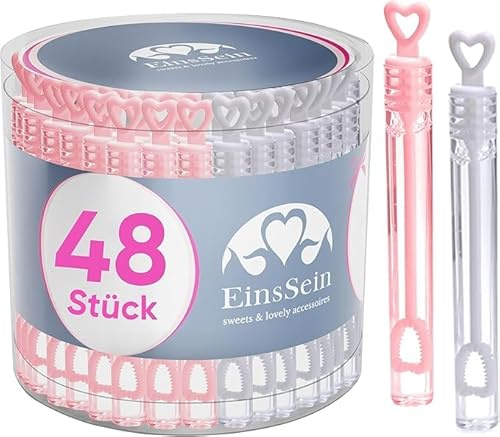 EinsSein Seifenblasen Hochzeit rosa-Weiss | Gastgeschenke für die goldene Hochzeit Taufe Geburtstag Valentinstag Verlobung Party | Hochzeitsseifenblasen mit Freudentränen