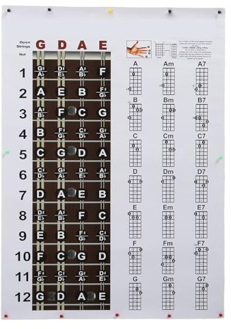 Mandolin Chord Chart Poster Clear Printing, Choice for Mandolin Players, Easy to Read Format, Great Visual Aid for Music and Practice