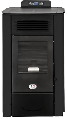 STUFE A PELLET ITALIA Colorado 12 KW 5 Sterne Kanalisiert WiFi | Pelletöfen Effizienz 91% Heizt 120m² Autonomie 15 Std 5-Sterne-Zertifiziert 5 Kräfte WiFi-Steuerung Programmierbar 24M Garantie Schwarz