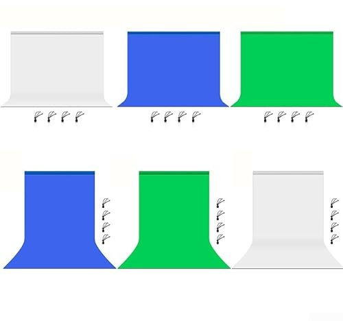 Bildschirmhintergrund, Chroma-Tastenbildschirm, Fotostudio-Set für Chroma-Taste, Video, Streaming, 4 x Hintergrund-Clips im Lieferumfang enthalten (blau - 2 x 2)