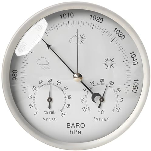 byepica Indoor Outdoor 3-in-1 Hygrometer, Temperature & Humidity Monitor with Accurate Readings, Clear Glass Analog Barometer, 5.2-Inch Aluminum & Plastic Design for Home & Garden