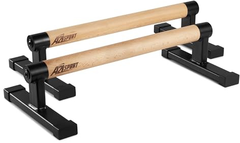 A2Z SPORT® Premium Parallettes upp till 1500 kg – Armhävningar Handtag i Trä och Metall – Halkfria Push Up Handtag/Dip Barren – Push Up Bars för Calisthenics, Styrketräning (PLUS)