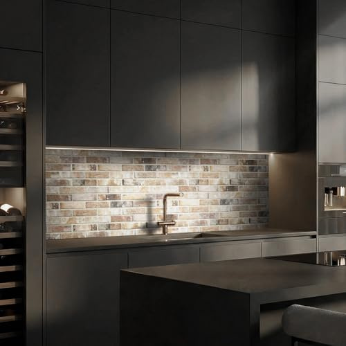 Dedeco Küchenrückwand Motiv: Stein V3, 5mm Hartschaum Kunststoffplatte PVC als Spritzschutz Fliesenspiegel zum Aufkleben Wandschutz wasserfest, UV-Lack matt, alle Untergründe, 240 x 60 cm