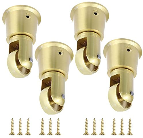 WUSHADEHANS Satz mit 4 Rollen aus massivem Messing, 4 Stück Möbelrollen aus massivem Messing, Transportrollen, Lenkrollen, 360° Universalrollen, for Sofas Klavierfüße