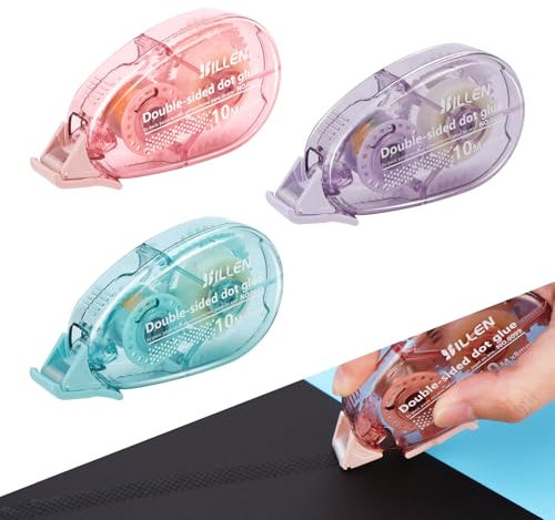 3Pcs Colla a Nastro, 8mm x 10m Colla Roller Biadesivo, Colla a Nastro Roller per Foto, Album Fotografici e Scapbooking, Scuola e Ufficio