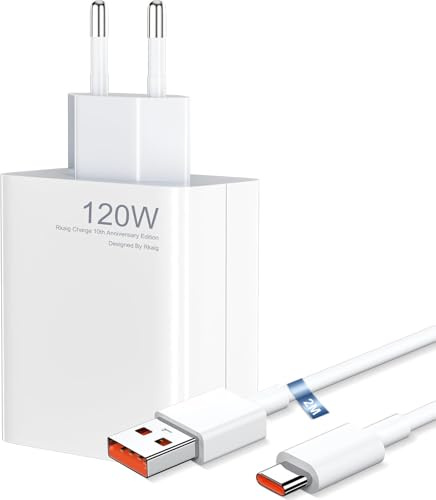 120W USB Ladegerät Netzteil für Xiaomi mit 2m Typ C Ladekabel 6A für Xiaomi 14t Pro 13T 13 Ultra 12T 11T Redmi Note 13 Pro+ 12 11 5G, Schnellladegerät USB Power Handy Ladegeräte