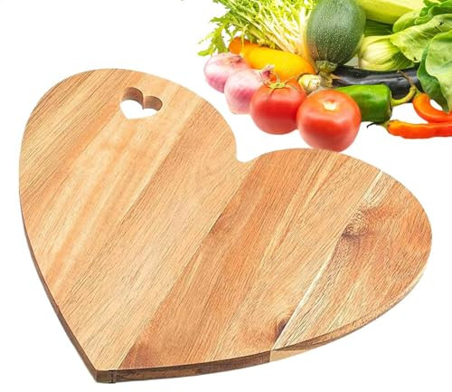 Valentine Charcuterie Board - Heart Shaped Wooden Cutting Board | Charcuterie Tray For Meat And Cheese, Decorative Wooden Serving Platter, Heart Shape Wood Bread Board, Rustic Wooden Tray For Vegetabl