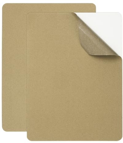 YELARXI Self-Adhesive Repair Patches, 8 x 6IN Twill Fabric Repair Patch Waterproof Lightweight Outdoor Camping Gear Fabric for Couch Clothing Down Jacket Tent Bag (2 Pack, Khaki)