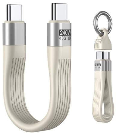 VAFOTON 240W USB C Kabel Kurz/USB C auf USB C Kabel Kurz 13cm/USB4.0 PD3.1 Schnellladekabel, 40Gbps Datenübertragung, 8K 60Hz Videoübertragung, Thunderbolt 3/4 for 1Phone16/15, MaBook/1Pad, Samsung,VR