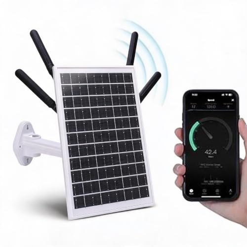 GOWENIC Routeur Modem 4G LTE 12 W à énergie Solaire, Extension WiFi 6 Solaire Extérieure 300 Mbps avec Emplacement pour Carte SIM, étanchéité IP66, Portée WiFi 150 M, Batterie 18 000 MAh (Antennes