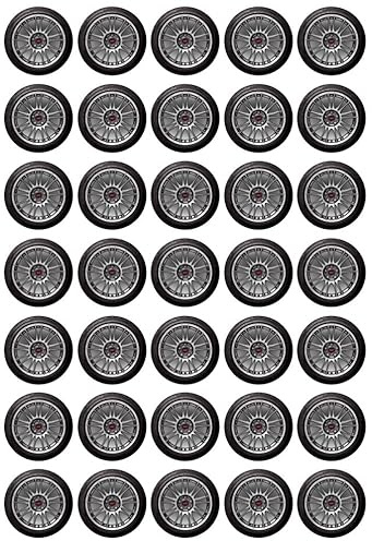 Car Tyre Wheel Rim - Edible Cupcake Toppers - Wafer or Icing - Racing Party Themed Celebration Cake Decorations for Cupcakes, Cookies, Brownies, Muffins & More!
