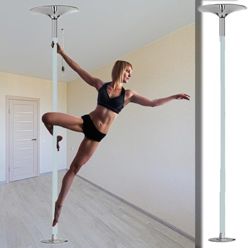 Minglez Poledance Stange Indoor 45 mm Silikon-Spinnstange mit Fester Platte, Abnehmbarer Stripper-Deckenschutz für Tanzstangen, Fitnessstange für Zuhause(Blue,2.3-3.2 m (7.5-10.5 ft))