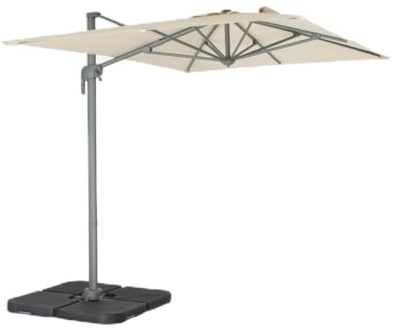 sweeek - Parasol déporté rectangulaire 2x3m - Antibes - Ecru - Parasol excentré inclinable. rabattable et rotatif à 360°.