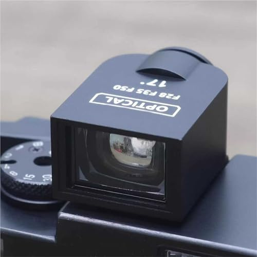 Optical Viewfinder, Bright-Frame 17° External Optical Finder, With Universal Cold Shoe Mount & Precise Framelines, 28mm/35mm/50mm Composition Frames, For Film Cameras, Photography(Black)