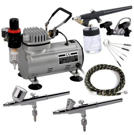 AC-18 Set compressore d'aria professionale Pistola a spruzzo elettrica for verniciatura a for hobby Spruzzatore for nail art con tubo flessibile aria intrecciato Per uso fai da te