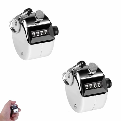 TFSYLISA 2 Pezzi Contatore Manuale, Contatore Meccanico a 4 Cifre in Metallo, Contatori di Conteggio a Mano per Contare Sport Golf Allenatore Scuola