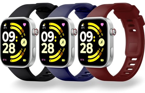 Monuary 3 Cinturini per Redmi Watch 6/5/4 e Xiaomi Smart Band 10/9/8 Pro | Silicone morbido e leggero, traspirante e resistente al sudore, regolabile 135-220 mm, cambio rapido, sport e uso quotidiano