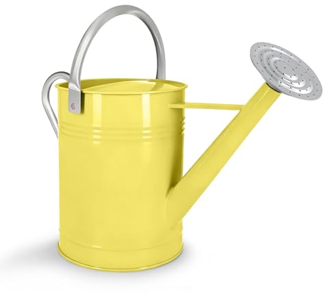 Regadera de Metal Beige de 6,5 L para Plantas de Interior y Exterior, regadera de Acero galvanizado con Boquilla extraíble, asa de Transporte móvil, Maceta Resistente a la corrosión para jardín