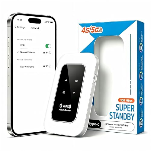 Hotspot Móvil 4G/5G MiFi Desbloqueado, Batería 2100mAh Autonomía 10 Horas, Admite hasta 28 Dispositivos, Router WiFi Portátil Económico para Viajes, Trabajo Diario y Autocaravanas-1