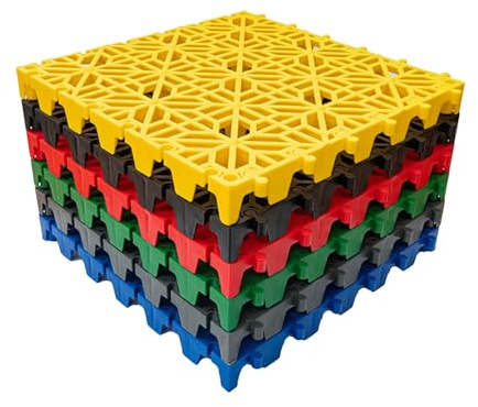 Piastrelle per pavimenti modulari ad incastro extra spesse, 40 x 40 x 4 cm, tappetini drenanti resistenti (4/8/12/16/20 pezzi), per campo sportivo, garage, bagno e uso esterno (verde, 20 pezzi)