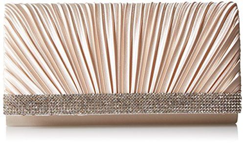 Jessica McClintock Chloe Abend-Clutch mit Schulterkette aus Satin, plissiert, mit Strass
