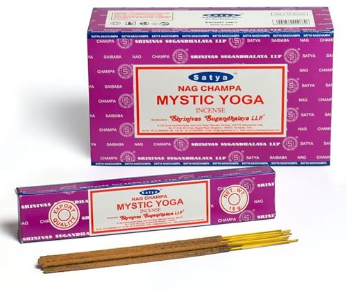 Satya Sai Baba Nag Champa Mystic Yoga Boîte de 180 g de bâtons d'encens Agarbatti | 12 Paquets de 15 g chacun dans Une boîte | Qualité d'exportation