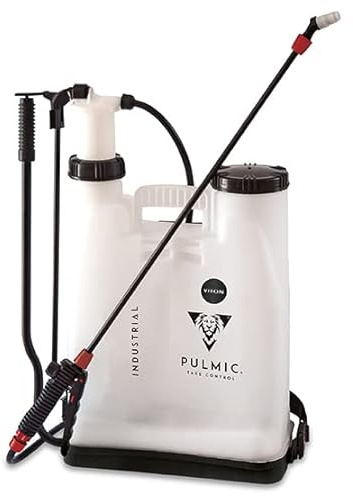 Pulmic Pulverizador a Presión 10L Mochila Industrial para Químicos y Limpieza. Resistente con Juntas Vitón y Manguera EPDM. Lanza de Fibra de Vidrio. Ideal para Automoción, Piscinas y Suelos