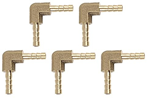 X AUTOHAUX 4 mm Messing-Winkelstück, 90 Grad Außengewinde, Anschluss für Auto, Luft, Wasser, Gas, Öl, 5 Stück