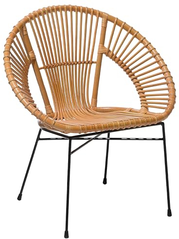 Beliani Gartenstuhl Rattanstuhl Balkonstuhl Bistrostuhl Gartenmöbel Innenbereich Sarita