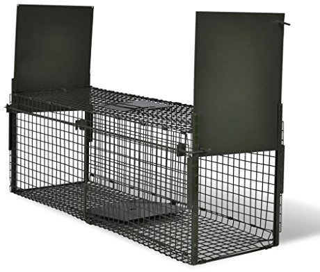 Festnight Lebendfalle mit 2 Tür 100 x 26 x 31 cm, Metall Marderfalle Rattenfalle Katzenfalle für Innen, au?en, Küche, Garten & Haus Kastenfalle, Stahl