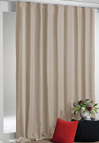 Bestlivings Verdunkelungsgardine mit Kräuselband Shadow 270 x 245 cm (Breite x Länge) in Beige, Extra Breite Blackout Gardine in vielen Variationen
