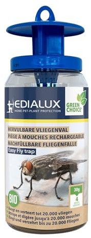 Edialux Piège à Mouches Ultra Efficace pour Jardin et étable, Attrape Mouche, Anti-Insectes, extérieur, Protection Contre Les Mouches, capacité de 20 000 Mouches, idéal pour terrasse, étable et Ferme