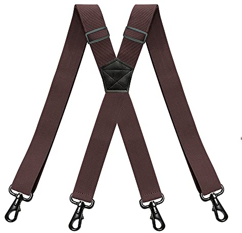 RIONA Herren Hosenträger Breit 3.8 cm mit 4 Karabinerhaken Lang Einheitsgröße für Männer und Damen Einstellbar und Elastisch X-Back Heavy Duty