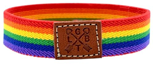 BDM Stoffarmband für Männer oder Frauen mit der Gay-, LGTBI-, Bisexuellen-, Lesben- und Transgender-Pride-Flagge. Elastisches angenehm zu verschenkendes Freundschaftsarmband.