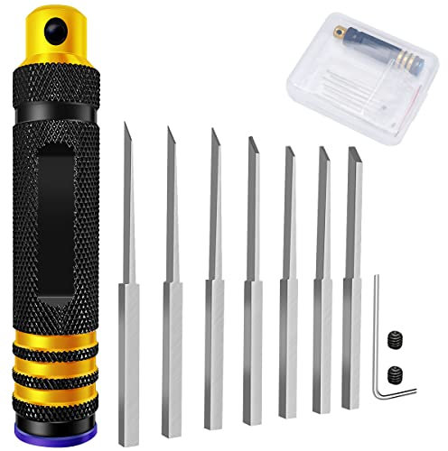 11 Pièce Scalpel de Découpe, Cutter de Précision avec 7 Lames de Rechange (0.1/0.2/0.4/0.6/0.8/1.0 mm/2.0),1 Clé, 1 Poignée et 2 Accessoires pour la Coupe de Sculpture