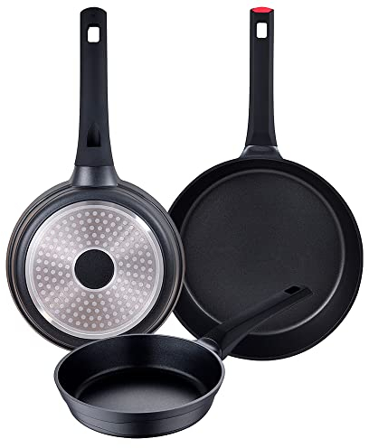 Juego de 3 sartenes 20-24-28cm San Ignacio en aluminio fundido.