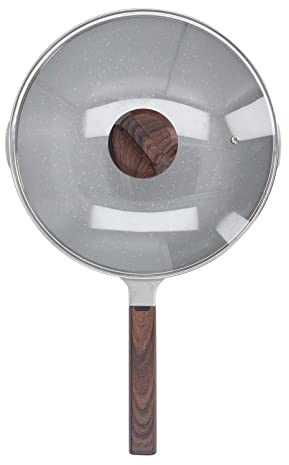 Padella antiaderente, padelle in alluminio per ristoranti, padelle, padella da chef di grande capacità con coperchio per piani cottura a gas, elettrici e a induzione, 30 cm (11,81 pollici)
