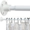 White Shower Curtain Pole - Adjustable Frosted Shower Curtain Rods 74cm-198cm, Heavy Duty Shower Rods for Bathroom, Closet, Windows, Doorway, Bedrooms, Balcony, Patio and Laundry Room