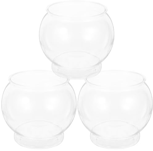 BCOATH Desktop Fish Tank Clear Plastic Fish Bowl Small Household Tank 5.90X5.90X5.11In Office Desk Aquarium Decor