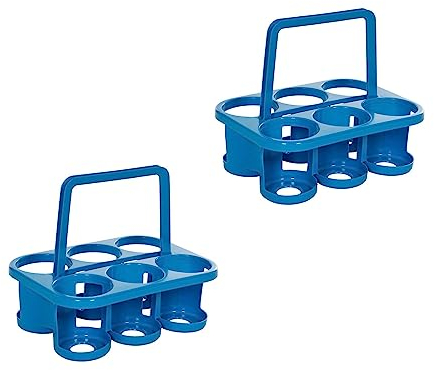 Novaliv 2 soportes para botellas para 12 botellas, agarre estable, cesta para bebidas, plástico, apilable, 32 x 23 x 28 cm, color azul, ideal para cocina y sótano, portabebidas, caja para botellas