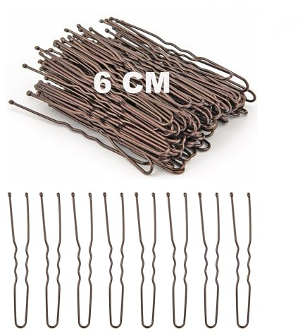 Lot de 100 pinces à cheveux en forme de U pour cheveux épais, accessoires de cheveux pour femme avec boîte de rangement (marron, 6 cm)