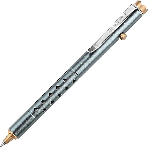 SMOOTHERPRO Kugelschreiber Bolt Action Stift Kompatibel mit Parker Gelmine | Metallstift, Edelstahl Clip, mit Kronkorken aus Messing, Robust, Langlebig, für Business, Büro-Grau