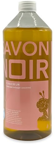Savon Noir 100% L'Huile de Lin 1 L - Pour Entretien Maison, Terrasse - Adapté au Cuirs, Céramiques, Carrelages, Sanitaires - Sans Additif- La Compagnie du Bicarbonate.