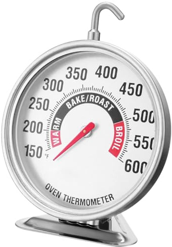 Oven Thermometer Extra Large 3 with Easy-Read Dial | 150-600F Pro Accurate Temp Gauge for Kitchen, Baking, Grill & Meat | Hang or Stand for Gas/Electric Ovens