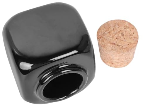 NOLITOY Ceramic Nail Medicine Cup Med Träpropp Praktisk Och Återanvändbar Flaska För Manikyrvätska Svart Lättviktig Och Kompakt Design För Enkel Förvaring Och Användning