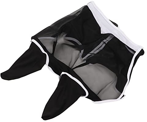 Pferde-Augenmaske, Atmungsaktive UV-Schutz-Mesh-Pferde-Fliegenmaske mit Ohren, Abnehmbares Design für Pferde (Black)