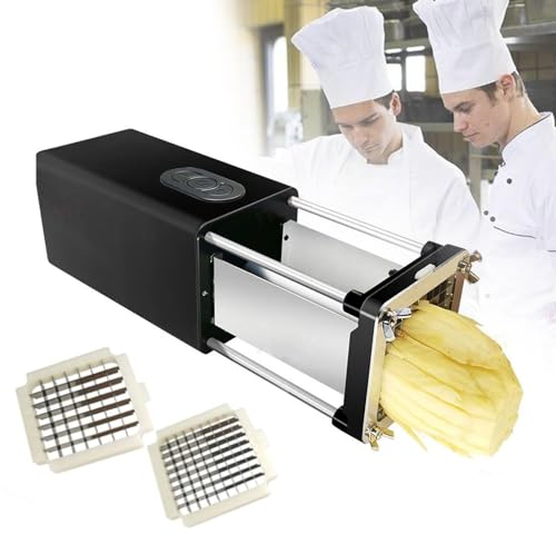 JKAVPPT Coupe-Frites électrique, Coupe-Frites électrique Professionnel en Acier Inoxydable avec Lame de 1/2 et 3/8, for Pommes de Terre, Carottes, concombres
