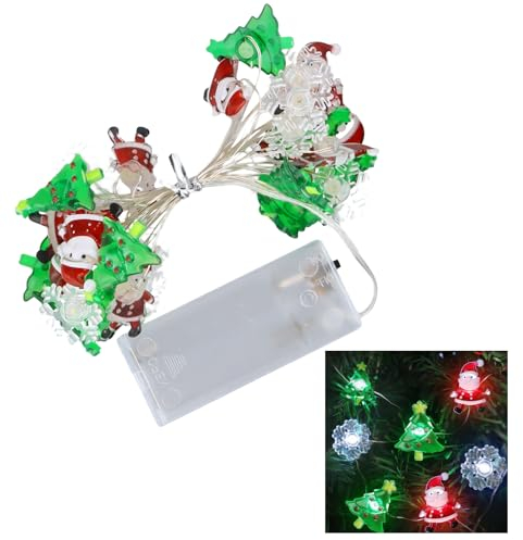 Jinlaili Luci Albero di Natale, 3 Metri 30 LED Luci di Natale, Catena Luminosa a Batteria Luci Stringa Natalizie Decorazione, Luci Stringa Fiocco Di Neve, Stringa Natalizie per Decorazione Casa (B)