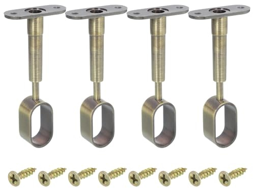 sourcing map 4 Pcs Oval Closet Shelf Bracket Rail, Wardrobe Rod Tube Support Bracket Height Adjustable, Full Though Pipe Holder Socket Bracket with Screws for Cabinet Wardrobe Bronze