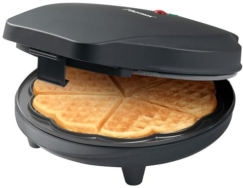 Bestron Waffle Maker, piastra per waffle a forma di cuore, macchina per waffle con antiaderente & indicatoro luminso, collezione Black Label, 700 watt, colore: Nero opaco